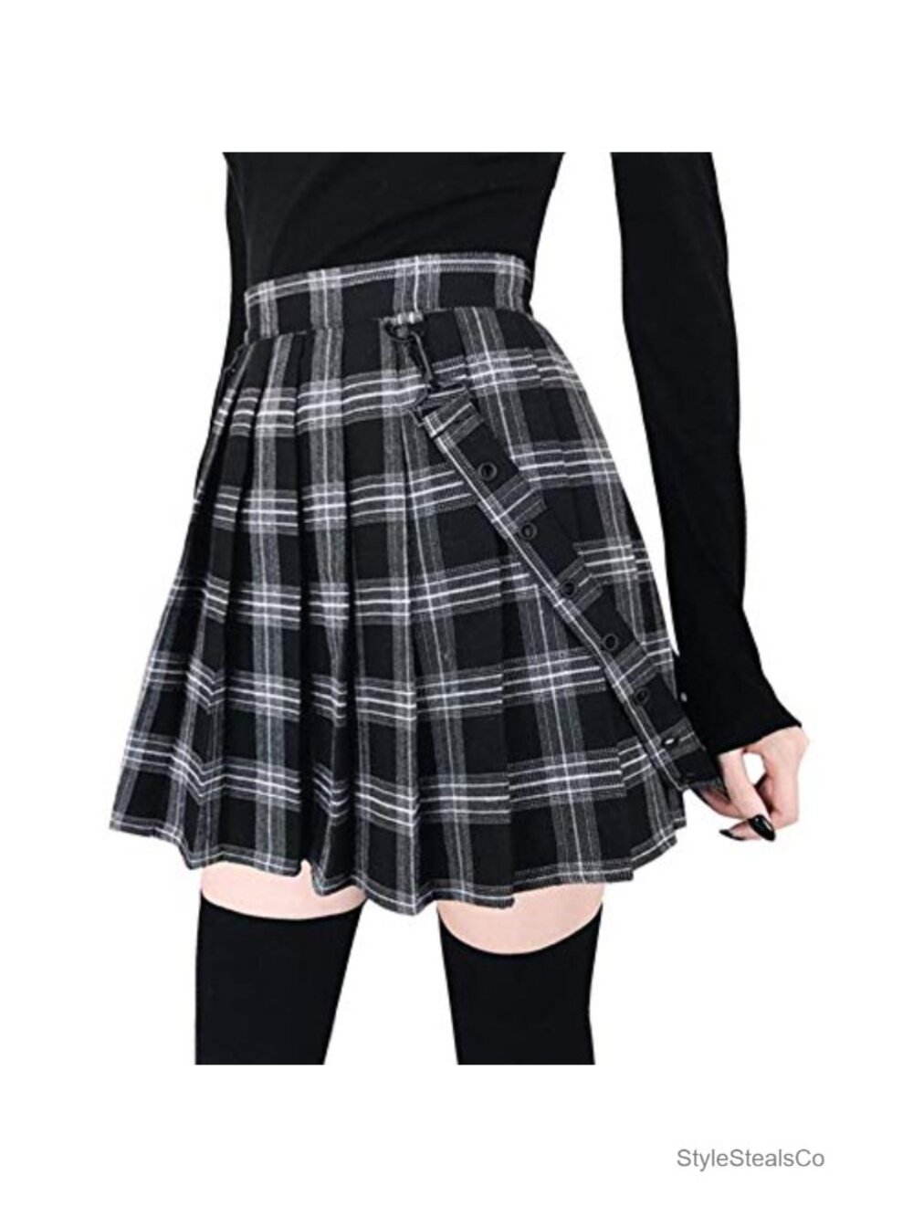 Pleated Mini Skirt with Removable Suspender Straps A-Line